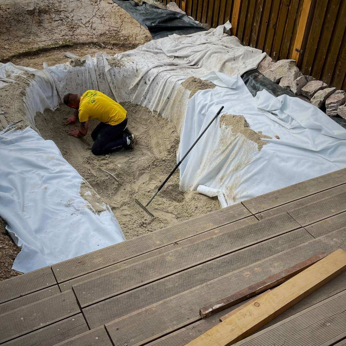 Condition of the land before the implementation of the garden pond by Dream Garden - preparation of the terrain and planning the location of the water feature