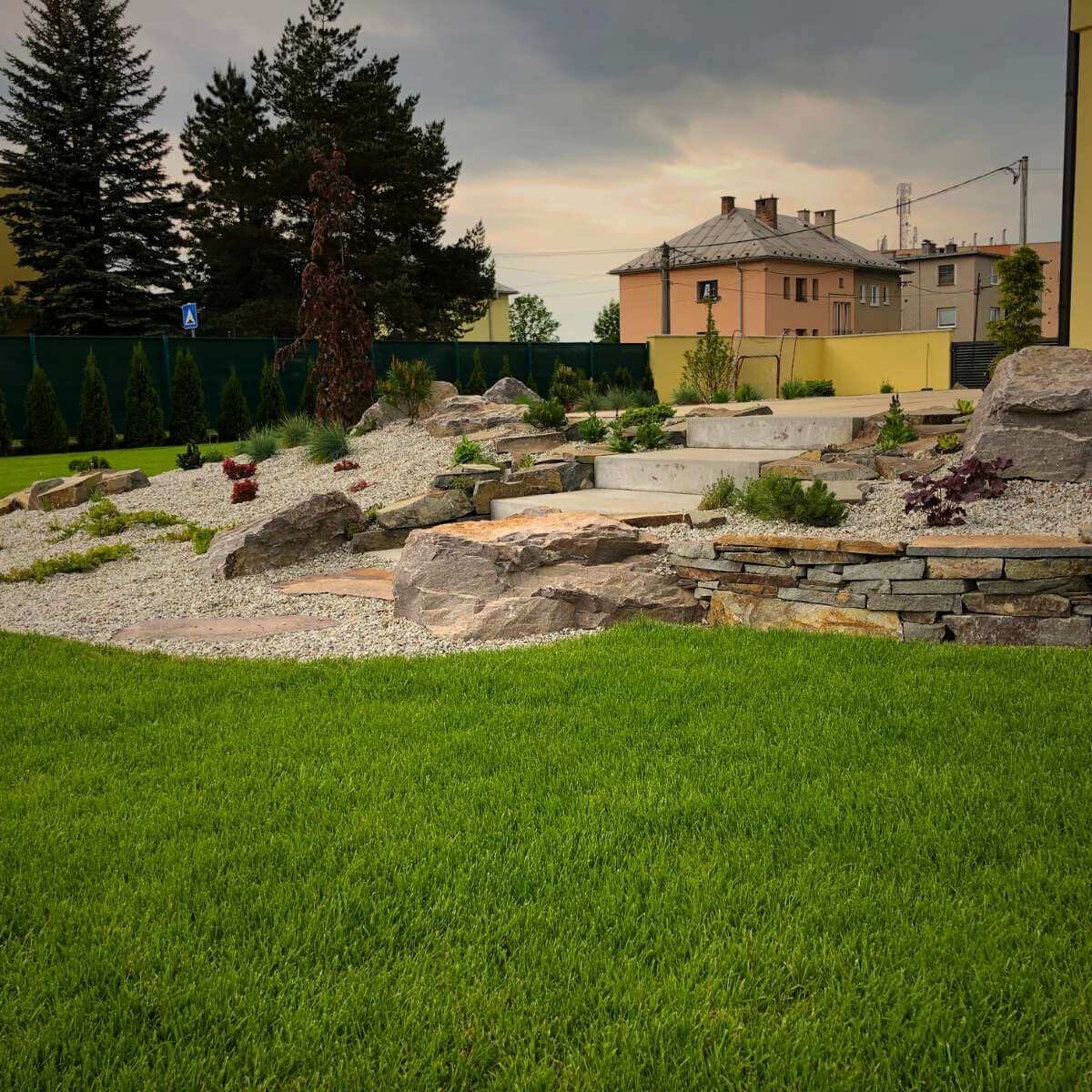 Garden with rockery from Dream Garden - modern garden design with planting of ornamental plants