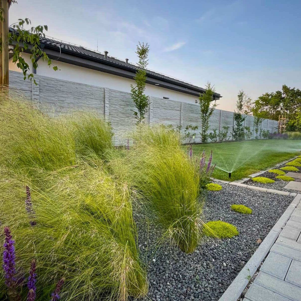 Modern garden by Dream Garden for Matej Zrebný - landscaped lawn, planting of plants and design elements at the family home of the famous YouTuber