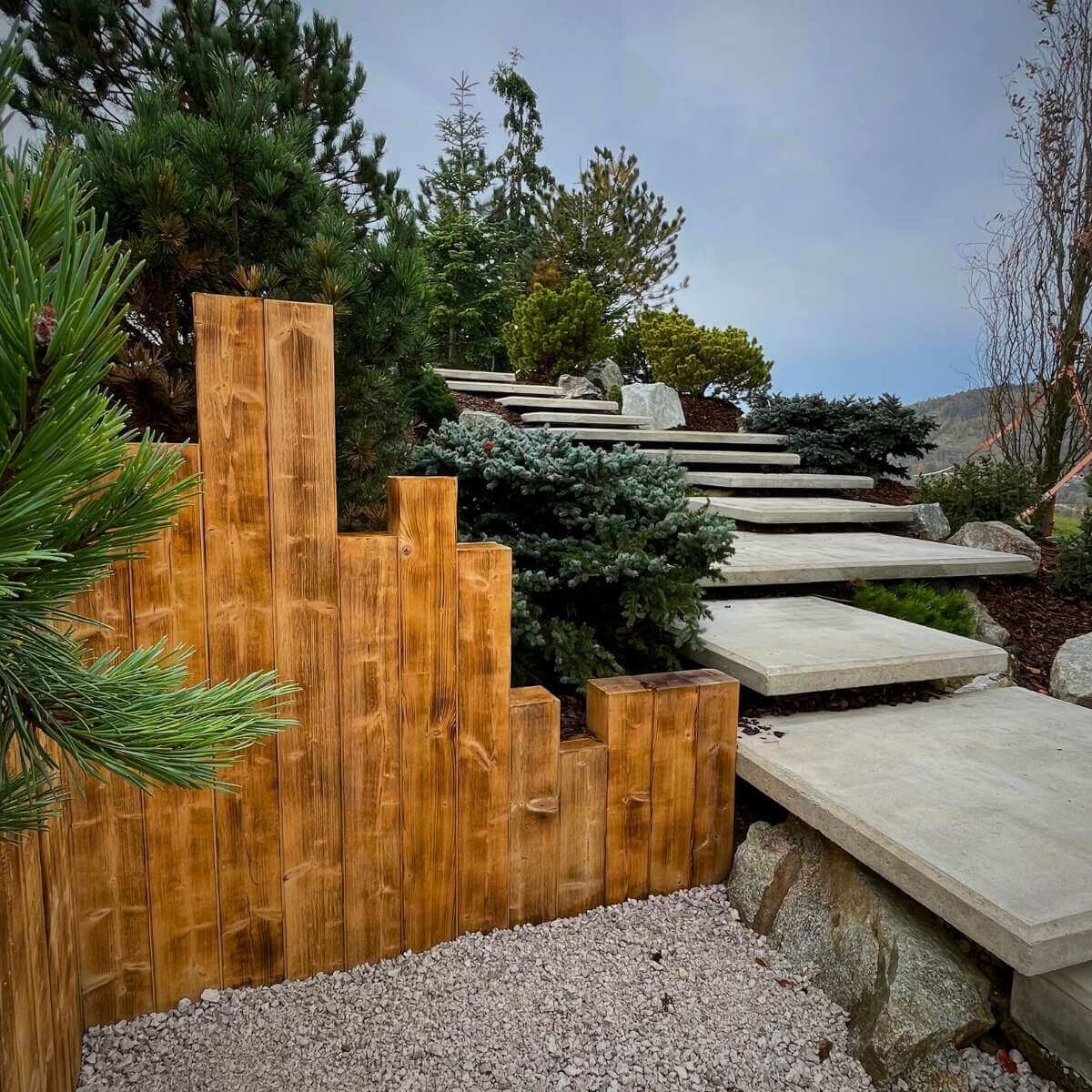 Flying stairs made of Schellevis concrete slabs in a modern garden from Dream Garden - a design element with an exclusive look