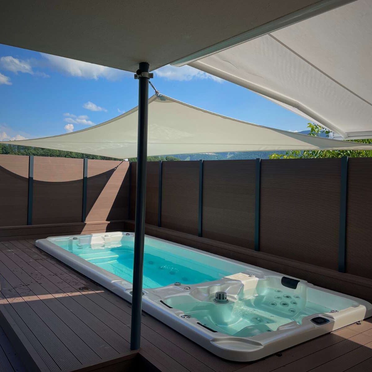 Hot tub in a modern garden from Dream Garden - an outdoor wellness element for relaxation